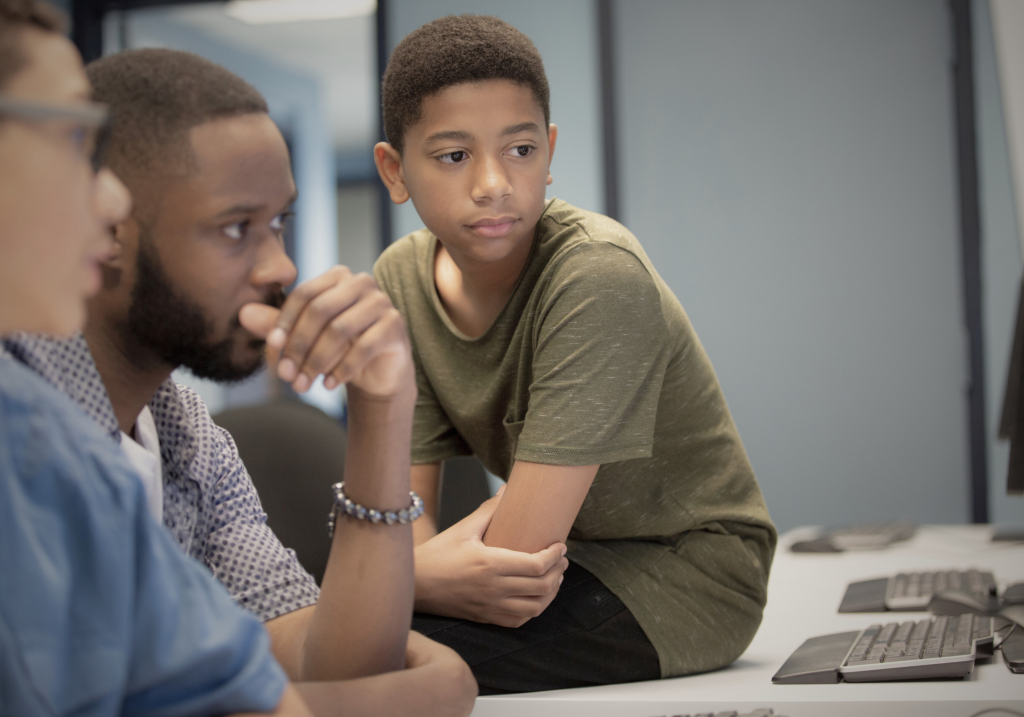 young boy with mentor