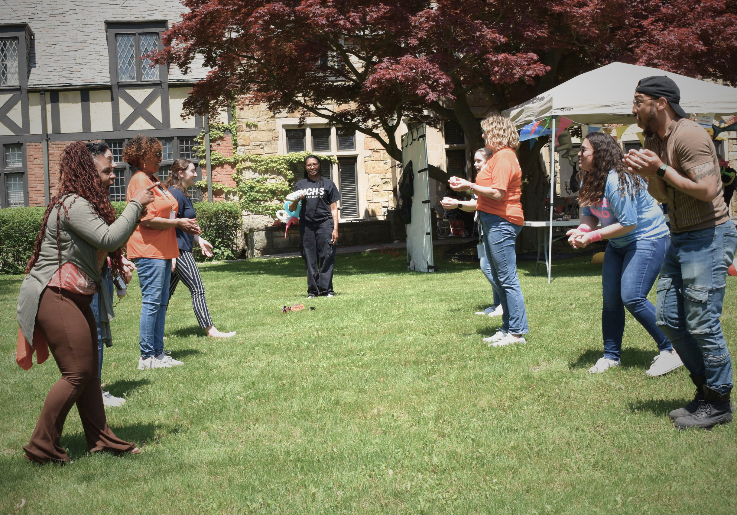 MCHS staff playing a game